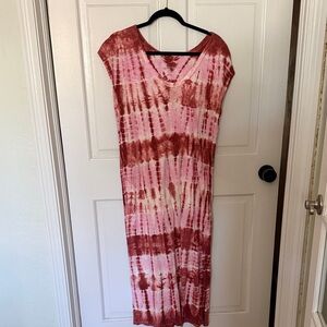 Universal Thread Pink and Rust Tie-Dye Maxi Dress